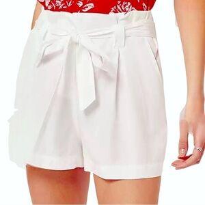 1. State PAPERBAG High Waist Belted Shorts Creamy White Loose Fit Shorts B…